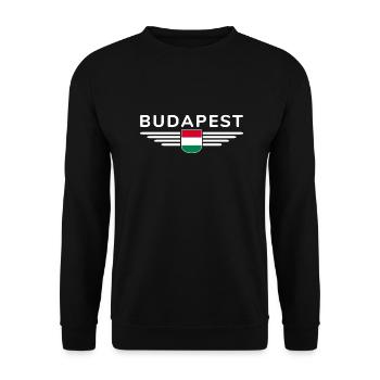 Budapest Hungary Fan, Outfit T Shirt Design - Unisex Sweatshirt - black - Front - Alina (178cm) & Michal (187cm)