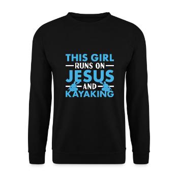 Kayakiste Cette fille court sur Jésus et le kayak - Sweat-shirt Unisexe - noir - Devant - Alina (178cm) & Michal (187cm)