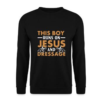 Cavalier Ce garçon court sur Jésus et le dressage - Sweat-shirt Unisexe - noir - Devant - Alina (178cm) & Michal (187cm)