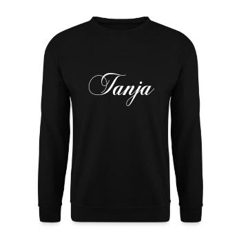 name tanja - Unisex Pullover - Schwarz - Vorne - Alina (178cm) & Michal (187cm)