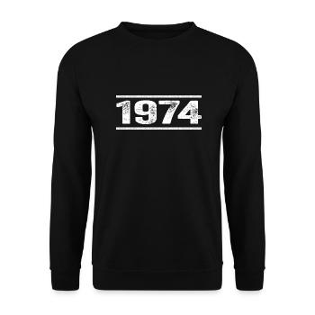 1974 Rétro 1974 Anniversaire 1974 Millésime 1974 - Sweat-shirt Unisexe - noir - Devant - Alina (178cm) & Michal (187cm)