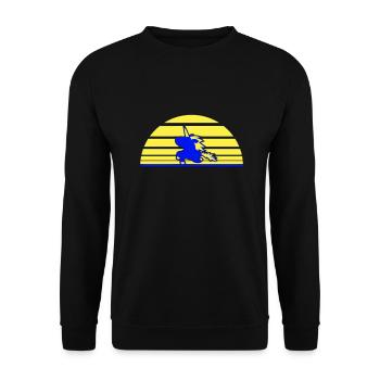 Unicorn Jumps Sun Stripe Cute Cool Silhouette - Unisex Sweatshirt - black - Front - Alina (178cm) & Michal (187cm)