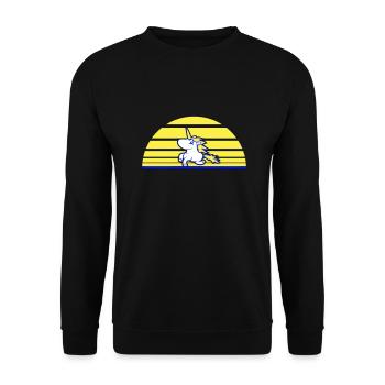 Unicorn Jumping Sun Stripe Rides Sweet Gallop - Unisex Sweatshirt - black - Front - Alina (178cm) & Michal (187cm)