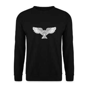 Elegante fliegende Eule - Unisex Pullover - Schwarz - Vorne - Alina (178cm) & Michal (187cm)