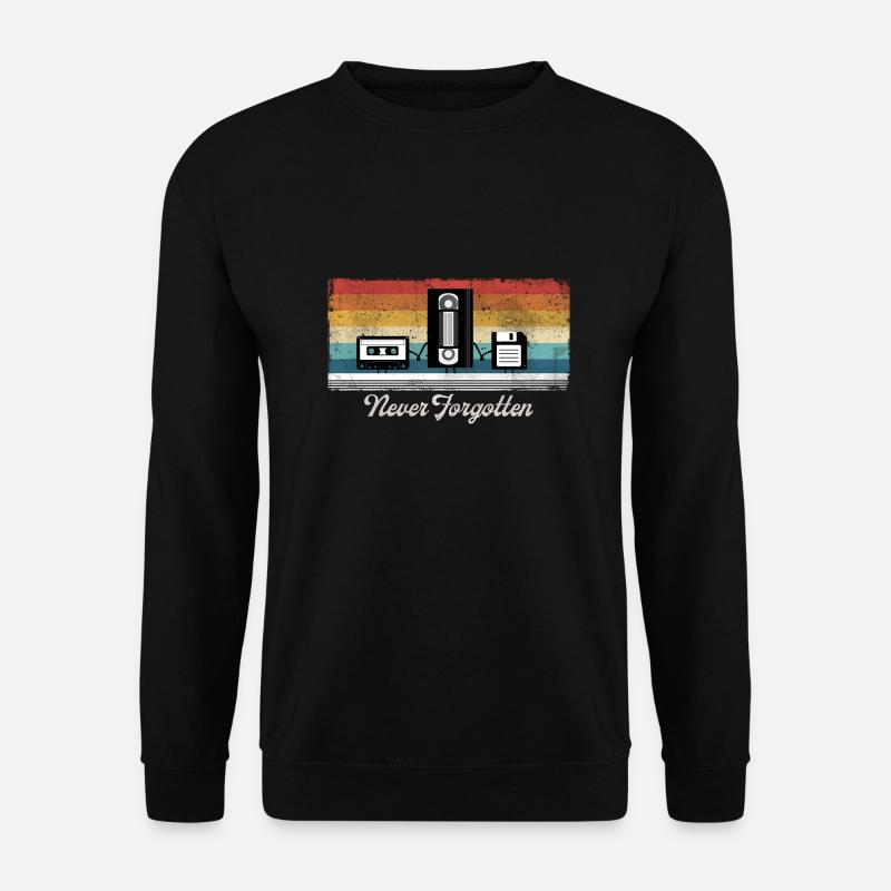Never Forgotten Casette Tape VHS Floppy Disc - Unisex Pullover - Schwarz