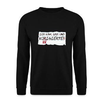 witziges Lehrerdesign für die Grundschule - Unisex Pullover - Schwarz - Vorne - Alina (178cm) & Michal (187cm)