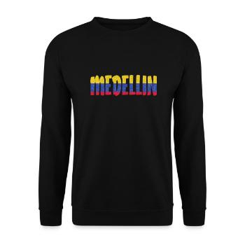 Medellin Kolumbien Flagge Pablo - Unisex Pullover - Schwarz - Vorne - Alina (178cm) & Michal (187cm)