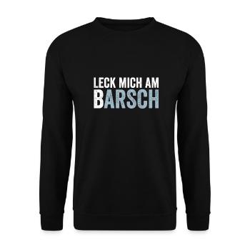Leck mich am Barsch Lustiger Angler Spruch - Unisex Pullover - Schwarz - Vorne - Alina (178cm) & Michal (187cm)