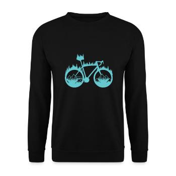 Wald Silhouette Geschenk Fahrrad Radfahrer Sport - Unisex Pullover - Schwarz - Vorne - Alina (178cm) & Michal (187cm)