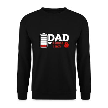 Dad of 2 Girls & 1 Boy - Unisex Pullover - Schwarz - Vorne - Alina (178cm) & Michal (187cm)