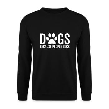 Hunde, weil Menschen sind - Unisex Pullover - Schwarz - Vorne - Alina (178cm) & Michal (187cm)