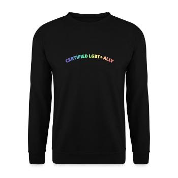 ZERTIFIZIERTER LGBT+ VERBÜNDETER - Unisex Pullover - Schwarz - Vorne - Alina (178cm) & Michal (187cm)