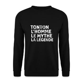 Tonton l' homme le mythe la légende cadeau oncle - Sweat-shirt Unisexe - noir - Devant - Alina (178cm) & Michal (187cm)