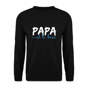 papa c'est le boss - Sweat-shirt Unisexe - noir - Devant - Alina (178cm) & Michal (187cm)