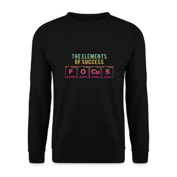 Funny saying: The Elements of Success - FOCUS - Unisex Sweatshirt - black - Front - Alina (178cm) & Michal (187cm)
