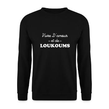 Vivre d'amour et de loukoums - Sweat-shirt Unisexe - noir - Devant - Alina (178cm) & Michal (187cm)