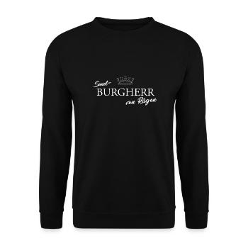 Sand-Burgherr von Rügen - Unisex Pullover - Schwarz - Vorne - Alina (178cm) & Michal (187cm)