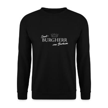 Sand-Burgherr von Borkum - Unisex Pullover - Schwarz - Vorne - Alina (178cm) & Michal (187cm)