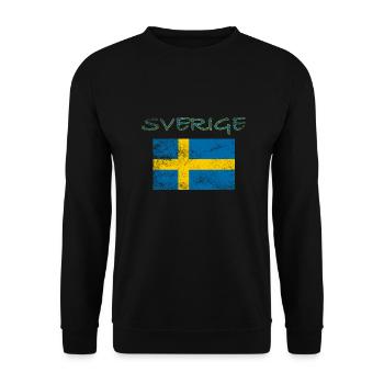 Sverige Flagge Used Look Sweden Flag - Unisex Pullover - Schwarz - Vorne - Alina (178cm) & Michal (187cm)
