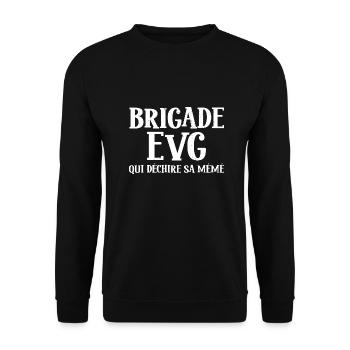 BRIGADE EVG QUI DÉCHIRE Enterrement Vie De Garçon - Sweat-shirt Unisexe - noir - Devant - Alina (178cm) & Michal (187cm)