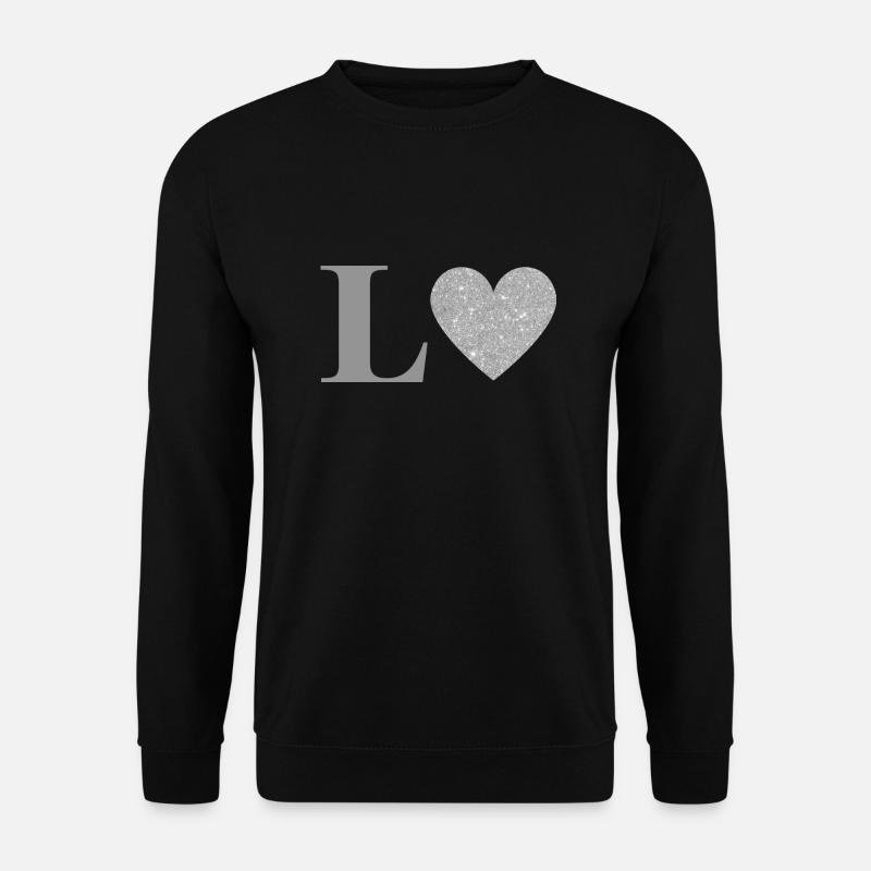 Letter l silver heart - Unisex Sweatshirt - black