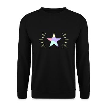 Pastellfarbener Leuchtender Stern - ApriNoeScor - Unisex Pullover - Schwarz - Vorne - Alina (178cm) & Michal (187cm)