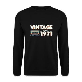 Rétro Vintage 1971 Nostalgique Anniversaire Hommes Femmes - Sweat-shirt Unisexe - noir - Devant - Alina (178cm) & Michal (187cm)