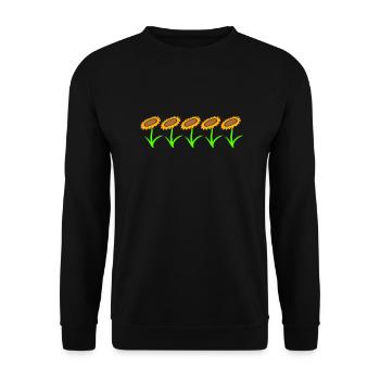 Viele Kleine Sonnenblumen Sonnen Fünf Blumen Reihe - Unisex Pullover - Schwarz - Vorne - Alina (178cm) & Michal (187cm)
