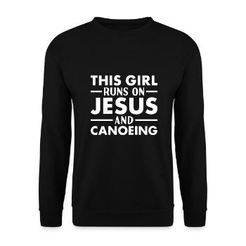 Canoeist This Girl Runs On Jesus Canoeing - Unisex Pullover - Schwarz - Vorne - Alina (178cm) & Michal (187cm)