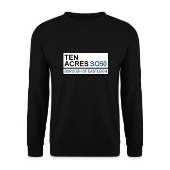 Eastleigh Ten Acres Iconic Street Sign - Unisex Sweatshirt - black - Front - Alina (178cm) & Michal (187cm)