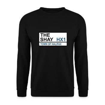 Halifax Town The Shay Iconic Street Sign - Unisex Sweatshirt - black - Front - Alina (178cm) & Michal (187cm)