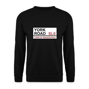 Maidenhead York Road Iconic Street Sign - Unisex Sweatshirt - black - Front - Alina (178cm) & Michal (187cm)