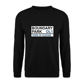 Oldham Boundary Park Iconic Street Sign - Unisex Sweatshirt - black - Front - Alina (178cm) & Michal (187cm)