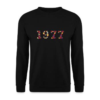 Flowers 1977 - Unisex Pullover - Schwarz - Vorne - Alina (178cm) & Michal (187cm)