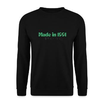 Made in 1991- Perfektion seit Tag 1 - Unisex Pullover - Schwarz - Vorne - Alina (178cm) & Michal (187cm)