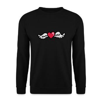 Herzflügel 3 - Unisex Pullover - Schwarz - Vorne - Alina (178cm) & Michal (187cm)