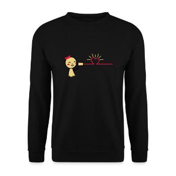 love tin can telephone couple shirt - girl - Unisex Pullover - Schwarz - Vorne - Alina (178cm) & Michal (187cm)