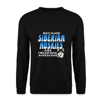 Sibirischer Husky - Unisex Pullover - Schwarz - Vorne - Alina (178cm) & Michal (187cm)