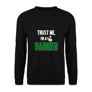 Banker Geschenk - Unisex Pullover - Schwarz - Vorne - Alina (178cm) & Michal (187cm)