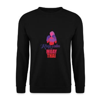 Muay Thai Kampfkunst Thaiboxens Kickboxen Sport - Unisex Pullover - Schwarz - Vorne - Alina (178cm) & Michal (187cm)