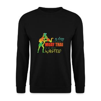 Muay Thai Kampfkunst Thaiboxens Kickboxen Sport - Unisex Pullover - Schwarz - Vorne - Alina (178cm) & Michal (187cm)