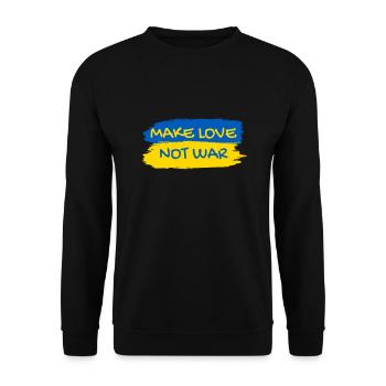 Make Love Not War Urkaine Peace Stand with Ukraine - Unisex Pullover - Schwarz - Vorne - Alina (178cm) & Michal (187cm)