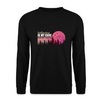 Motivierender Glaube an fröhliche Kämpfer - Unisex Pullover - Schwarz - Vorne - Alina (178cm) & Michal (187cm)