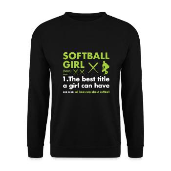 Sport Girl Definition Softball - Unisex Pullover - Schwarz - Vorne - Alina (178cm) & Michal (187cm)