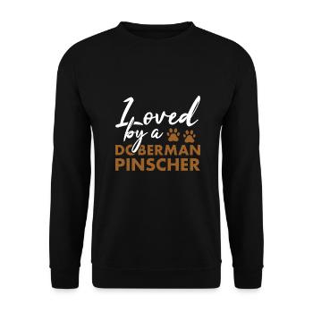 Loved By A Doberman Pinscher - Unisex Sweatshirt - black - Front - Alina (178cm) & Michal (187cm)