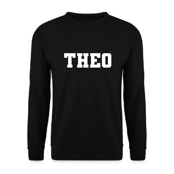 Name - Theo - Unisex Pullover - Schwarz - Vorne - Alina (178cm) & Michal (187cm)