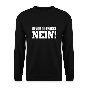 bevor du fragst nein - Unisex Pullover - Schwarz - Vorne - Alina (178cm) & Michal (187cm)
