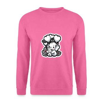 Süsses Elefantenbaby mit Herz Ballon Elefantenmama - Unisex Pullover - Pink - Vorne