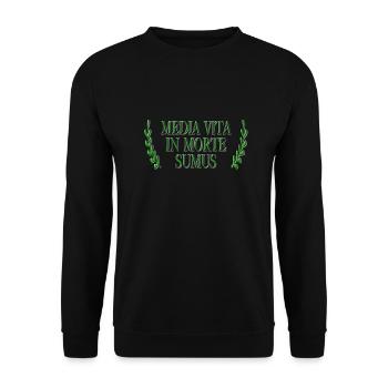 Media Vita In Morte Sumus - Unisex Pullover - Schwarz - Vorne - Alina (178cm) & Michal (187cm)
