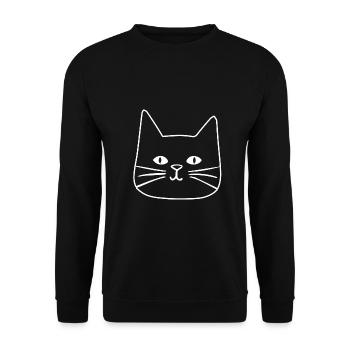 Chats, Dame aux chats, Amoureux des chats, Visage de chat - Sweat-shirt Unisexe - noir - Devant - Alina (178cm) & Michal (187cm)